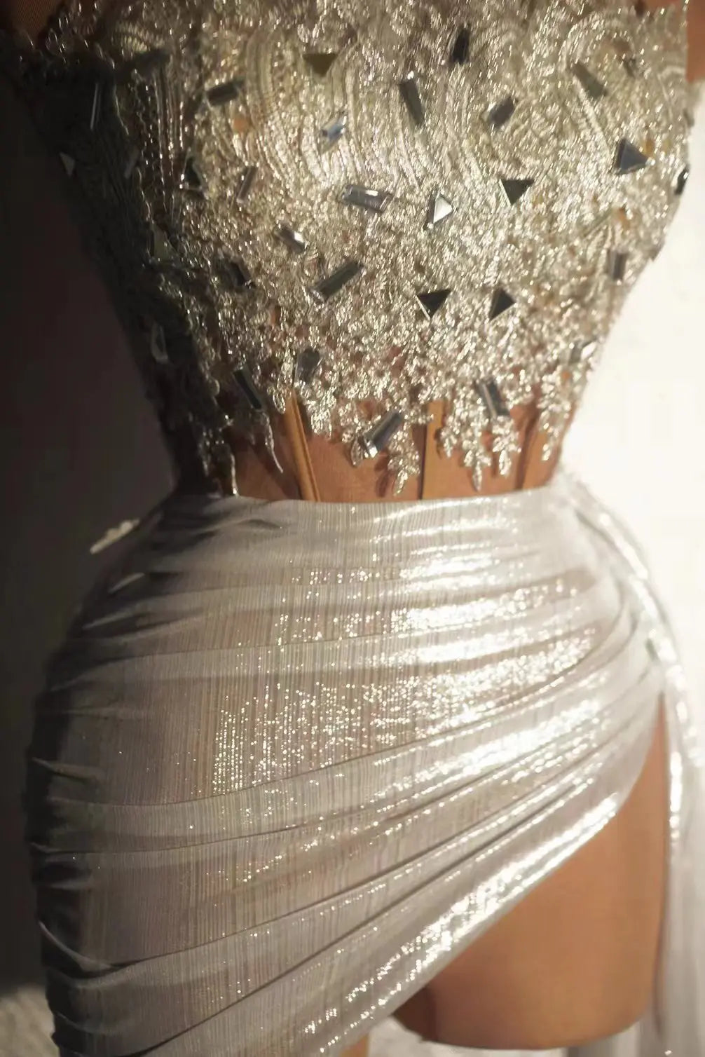 Signature Gold Applique Strapless Bodycon Dress