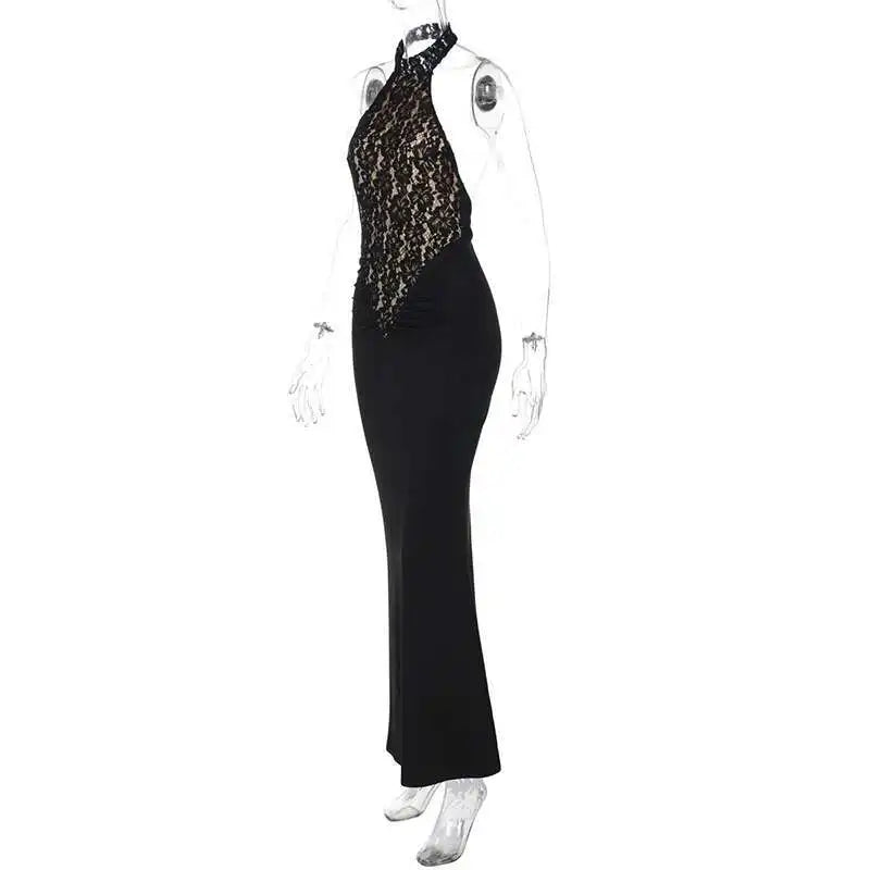 Elegant Black Lace Off Shoulder Evening Gown