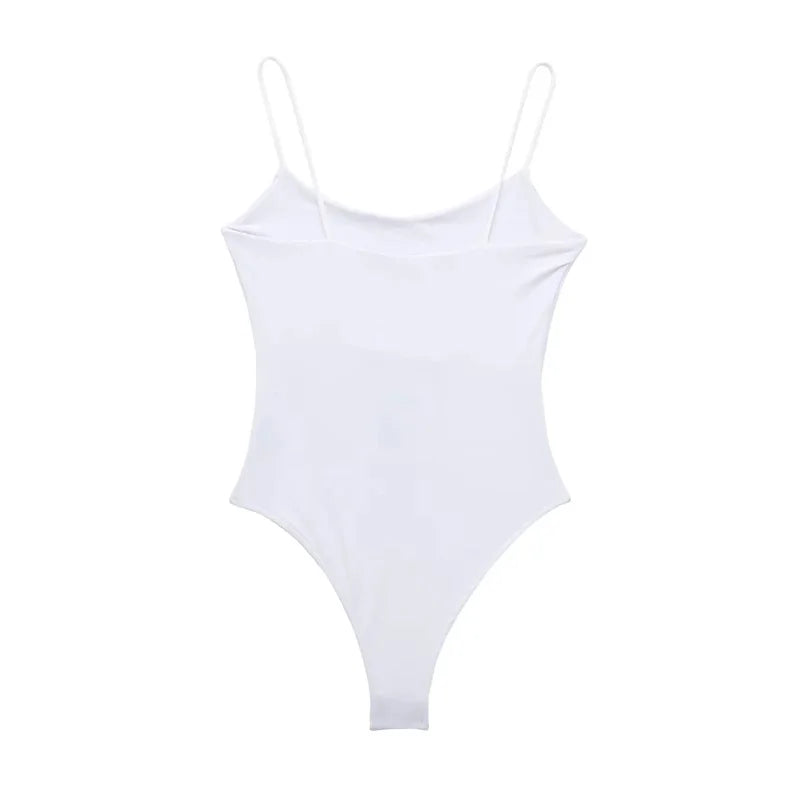 White Sleeveless Backless Bodycon Bodysuit