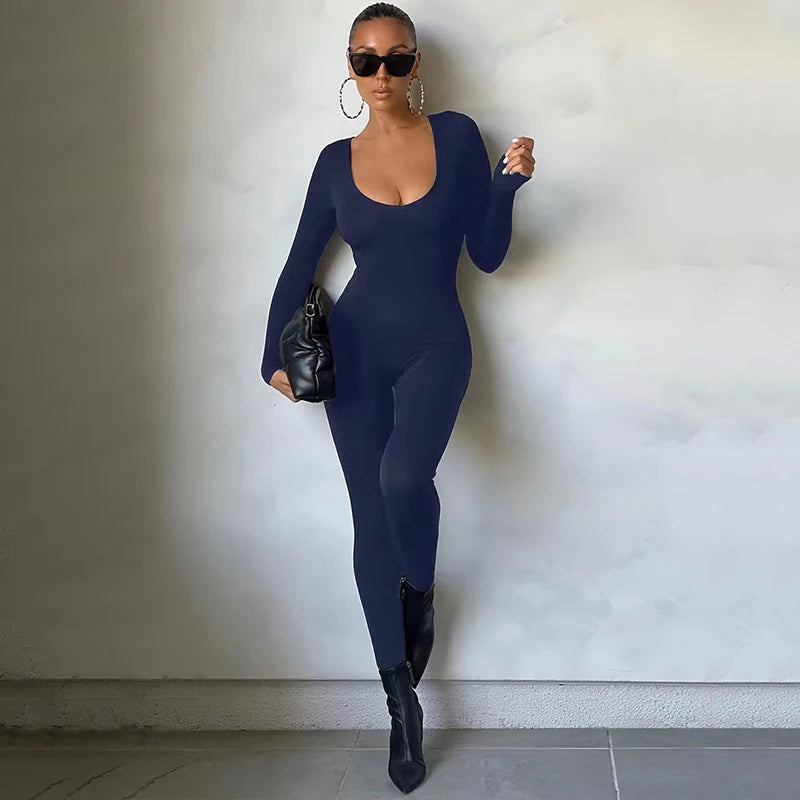 Dulzura Women Autumn Winter Knit Jumpsuit Bodycon