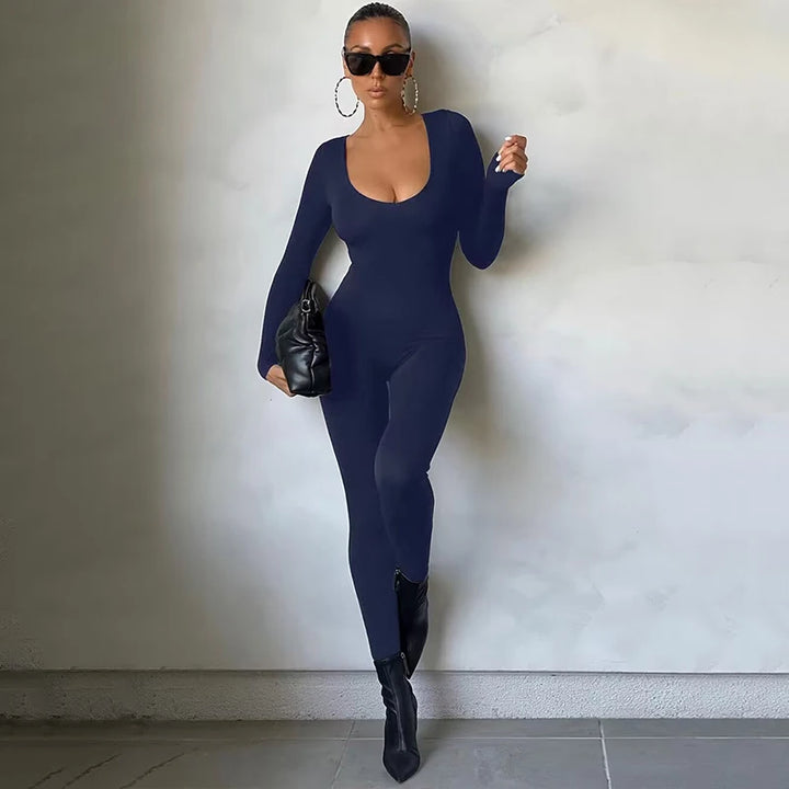 Dulzura Women Autumn Winter Knit Jumpsuit Bodycon