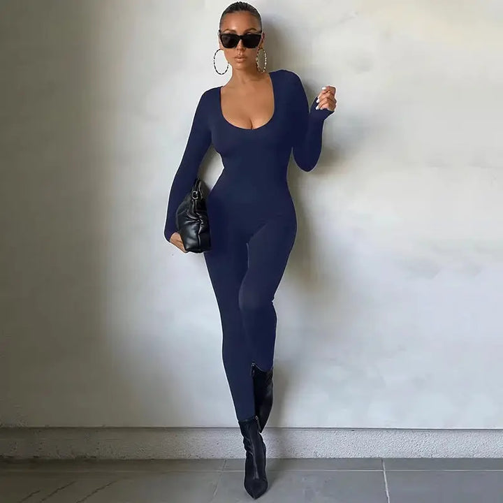 Dulzura Women 2024 Autumn Winter Long Sleeve Bodycon Streetwear Jumpsuit Overall One Piece Outfit Wholesale Items for Business