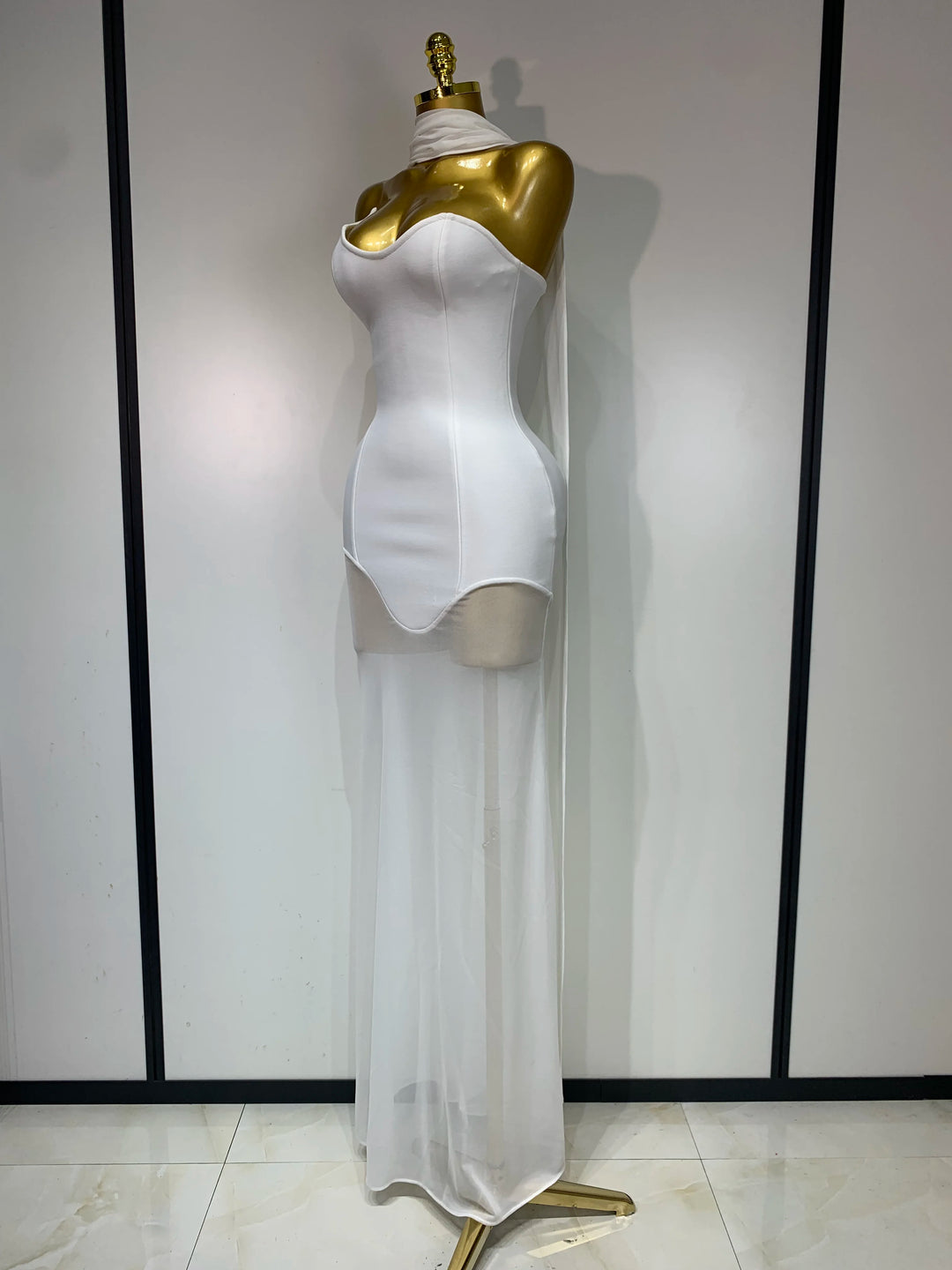 Black Strapless Bandage Gown Sculpting Silhouette
