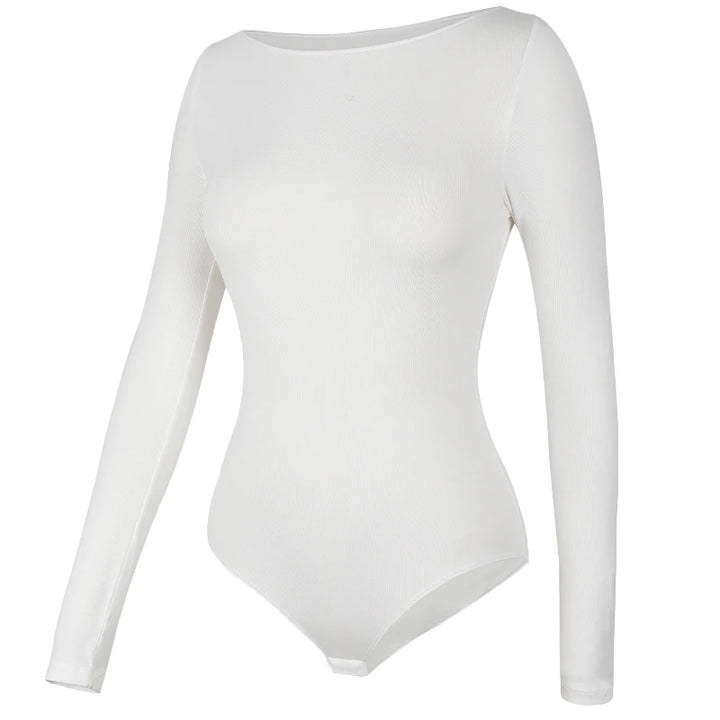 Womens Round Collar Elastic Bodysuit Shapewear
