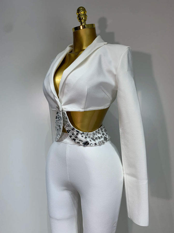 Kormanly Women Diamond Beaded Knit Bodycon Set