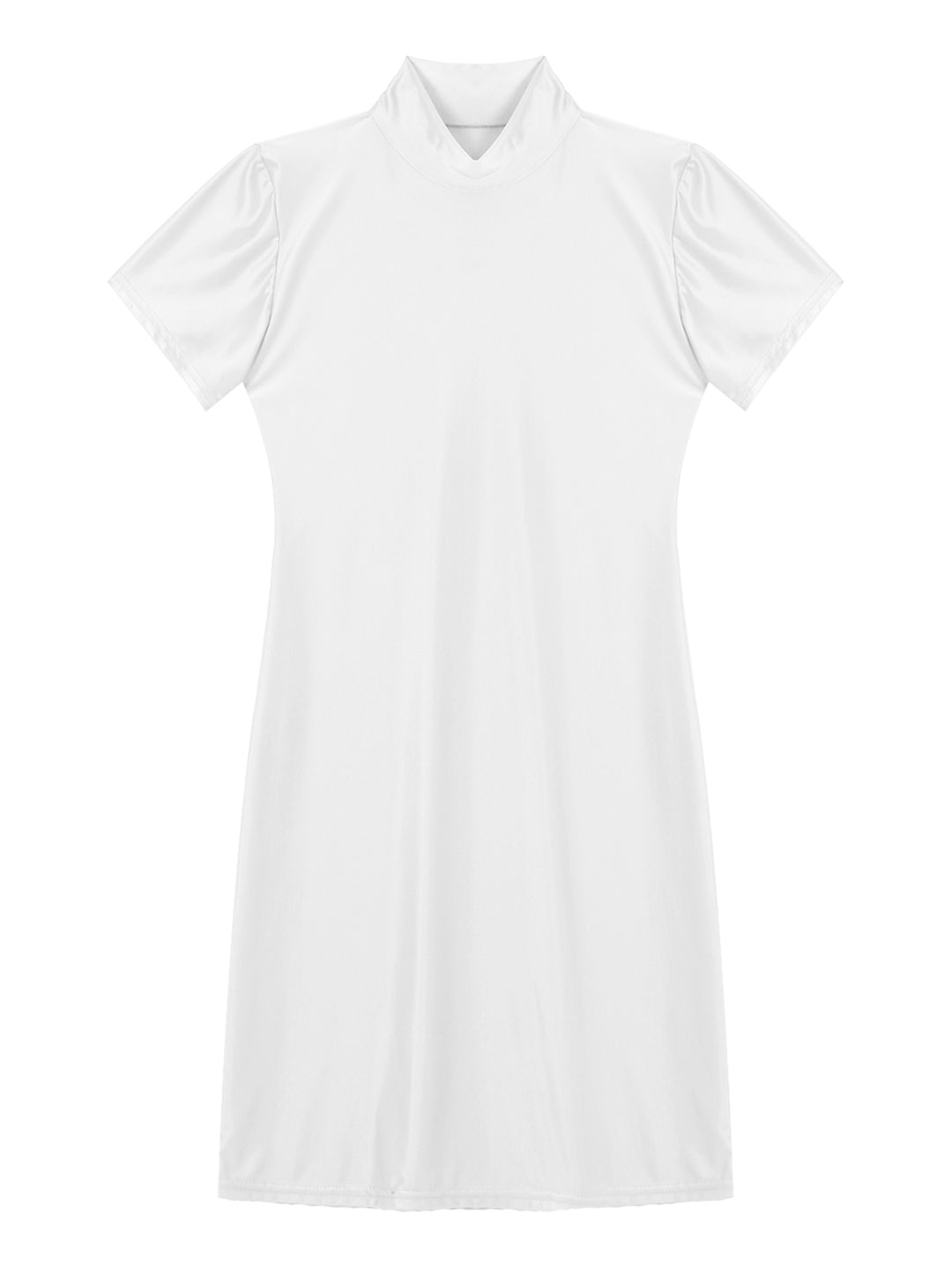 Signature Glossy Mock Neck Mini Dress For Tropical