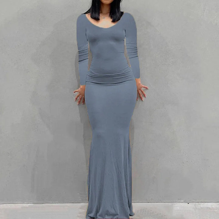 Feel Good Cozy Knit Ankle Length Slim Women Dress