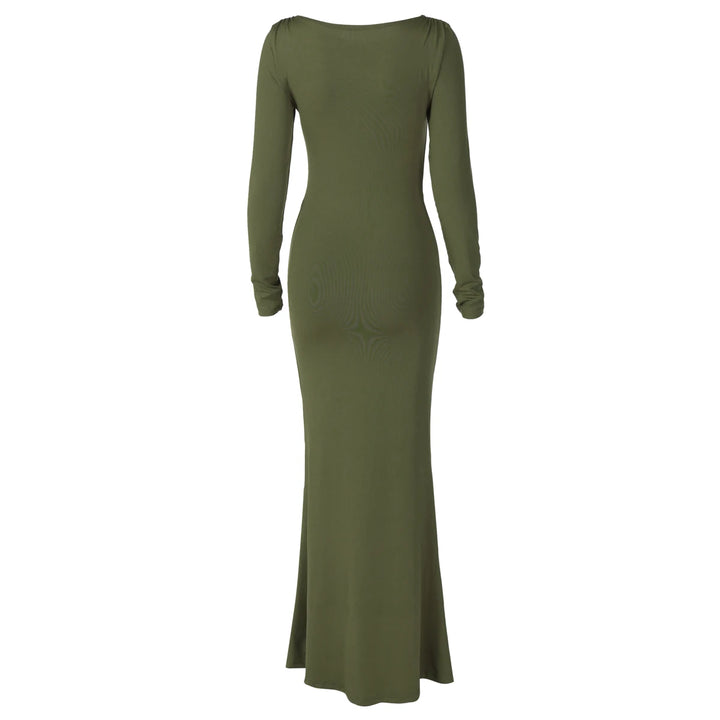 Hugcitar Premium Ruche Maxi Dress For Autumn