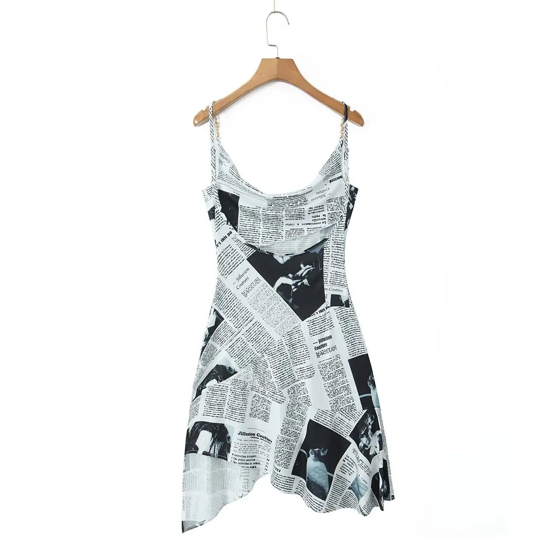 Yenkye Signature Newspaper Print Irregular Mini