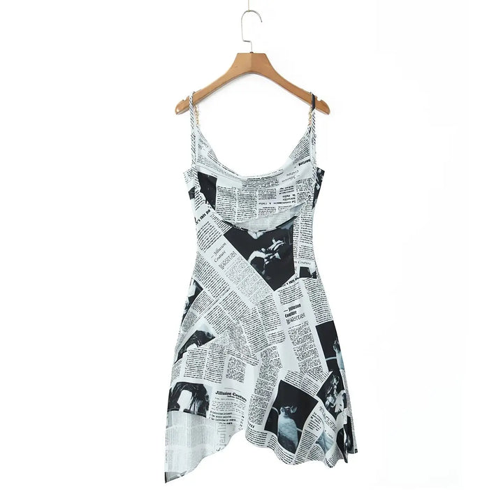 Yenkye Signature Newspaper Print Irregular Mini