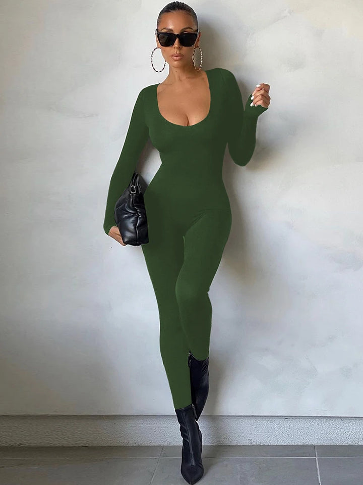 Slim Long Sleeve Knitted Jumpsuit For Women