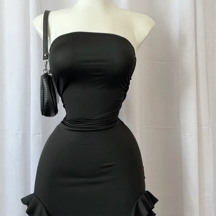 2024 Vintage Black Maxi Dress For Women Elegant Style