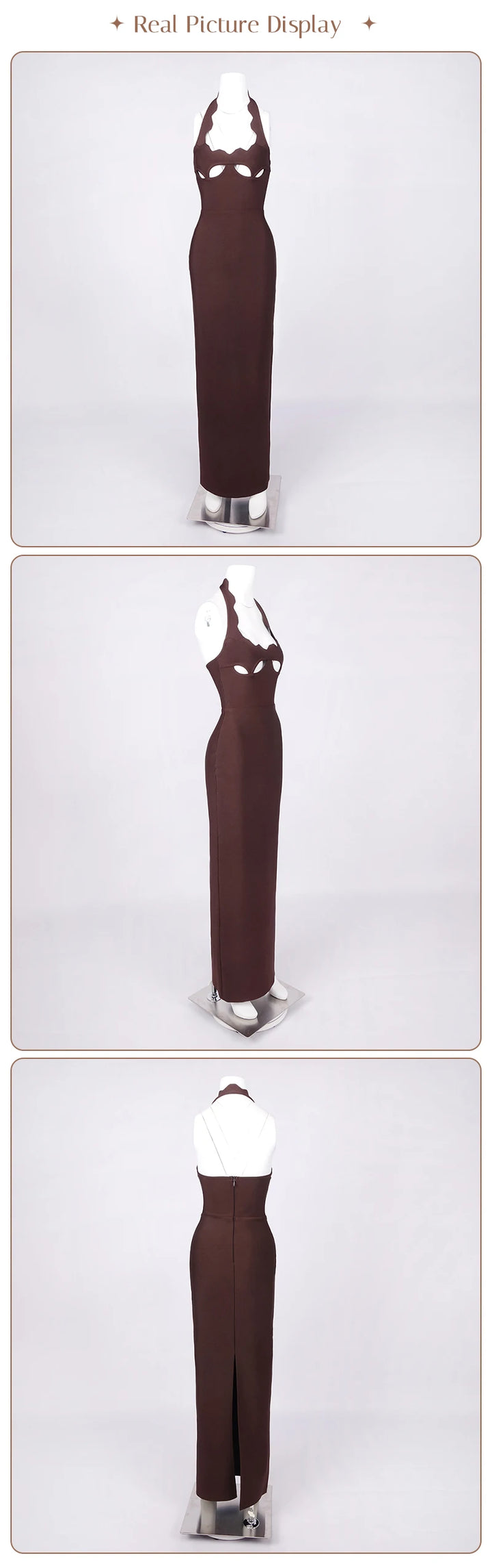 Vj Gachi Elegant Knit Halter Black Evening Gown