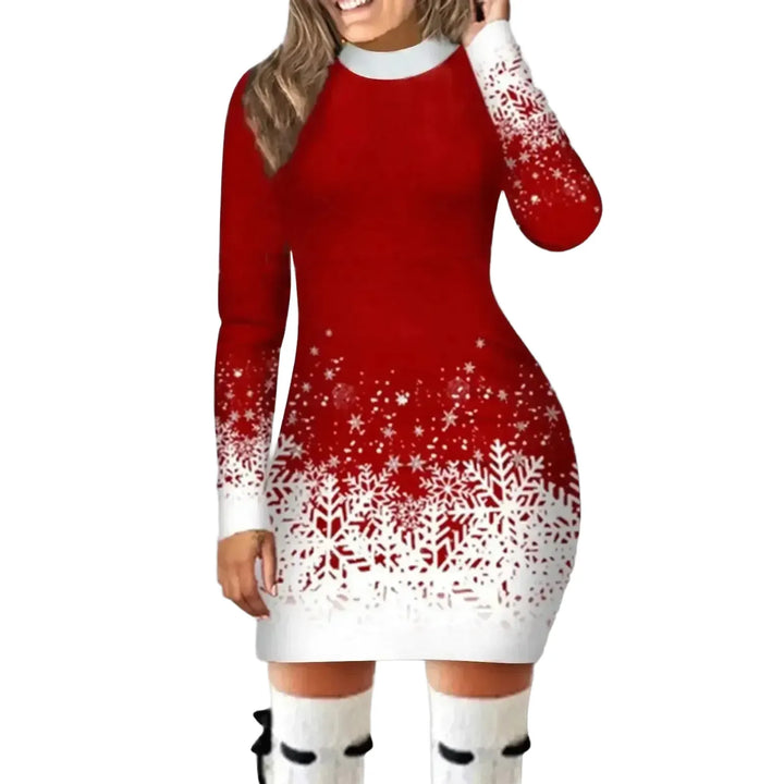 Chic Snowflake Bodycon Dress For Christmas Celebrations