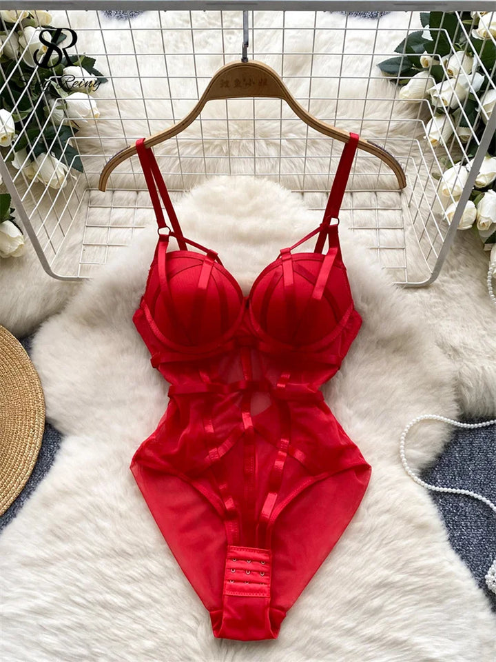 Singreiny Women Corset Bodysuit Open Crotch Romper