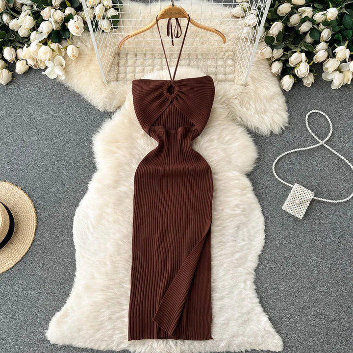 YuooMuoo Chic Knit Bodycon Dress Slim Knee Length