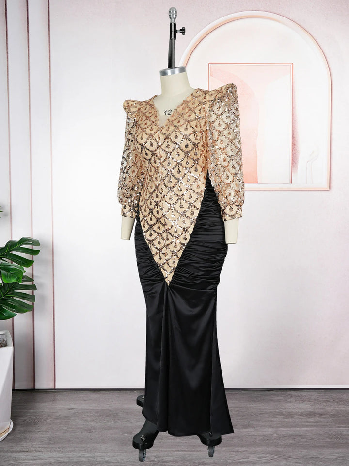 Luxurious Sequin Ankle Evening Gown For Elegance