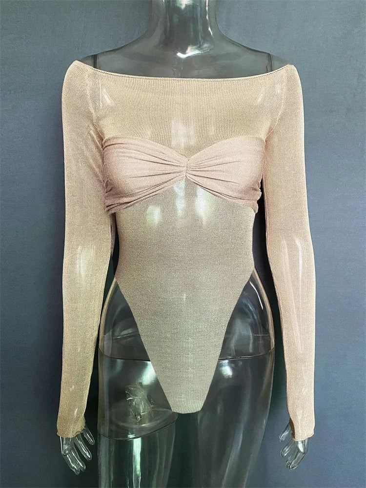 Trendix See Through Mesh Bodysuit Women Backless