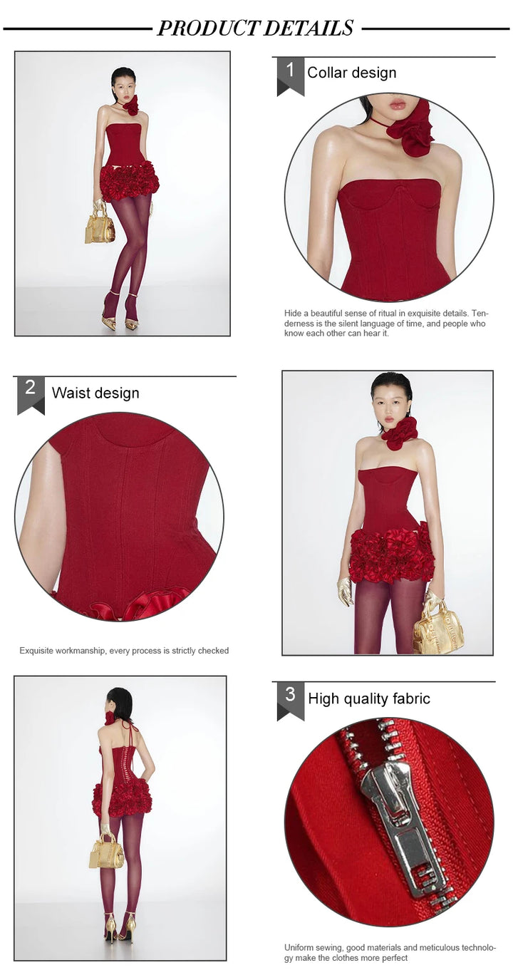 Vj Gochi Signature Red Holiday Cocktail Dress