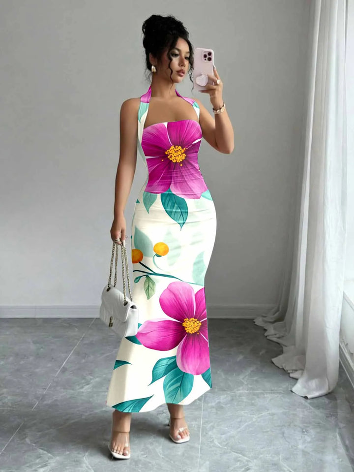 Flowing Long Skirt With Hanging Neck Design
