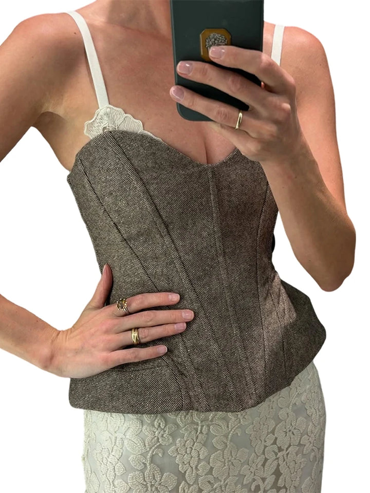 Chic Spaghetti Strap Corset Top For Women Party