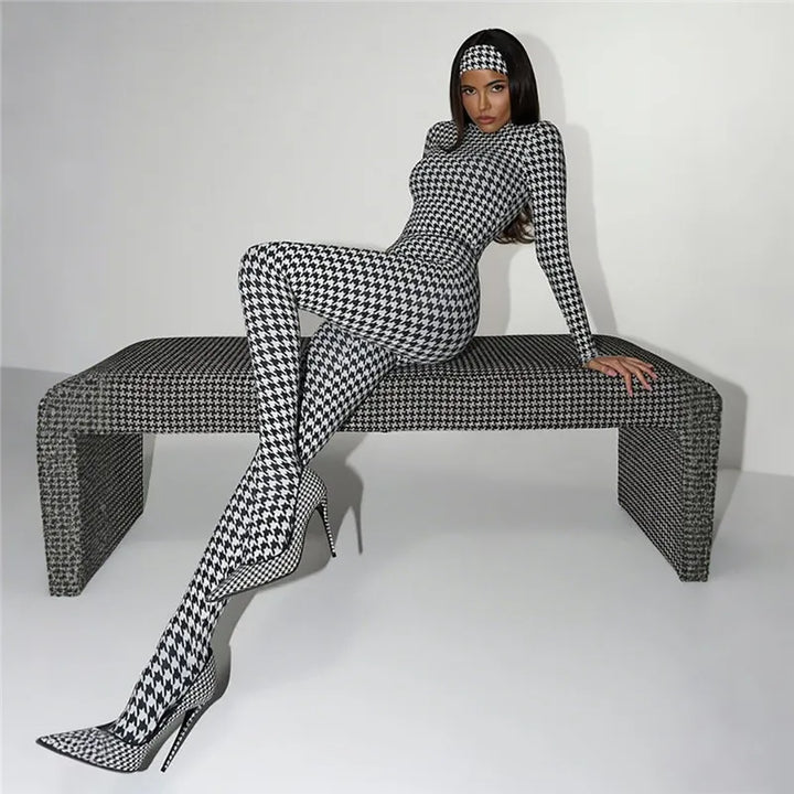 Luxury Platinum Blend Vintage Plaid Bodycon