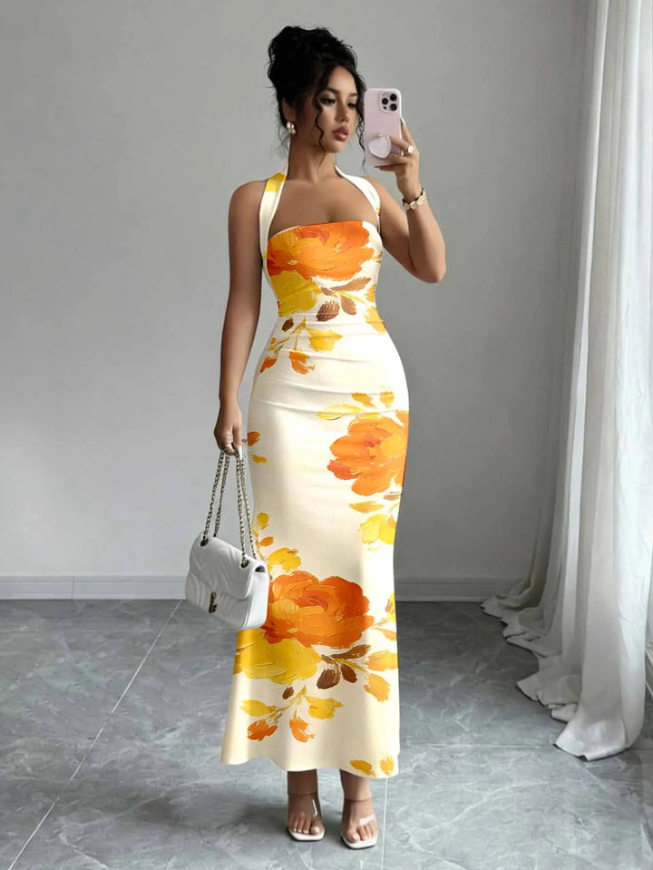 Flowing Long Skirt With Hanging Neck Design