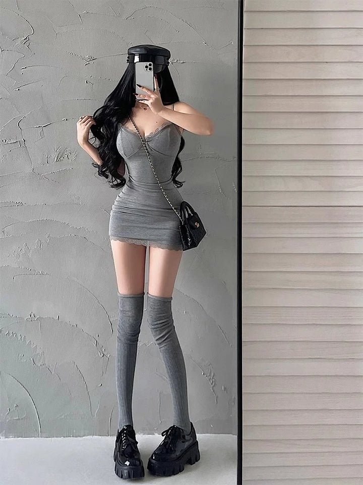 Elegant Black Lace Patchwork Bodycon Mini Dress
