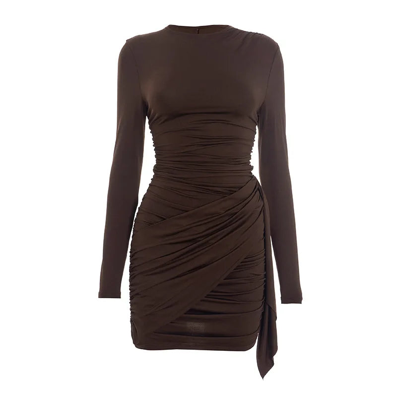 Elegant Solid Overlap Sheath Dress For Women