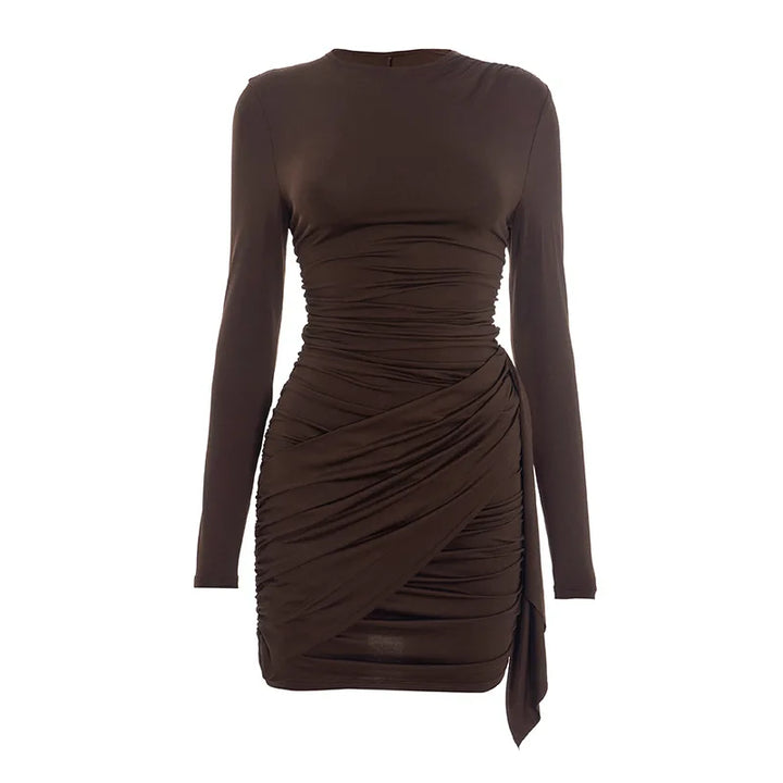 Elegant Solid Overlap Sheath Dress For Women