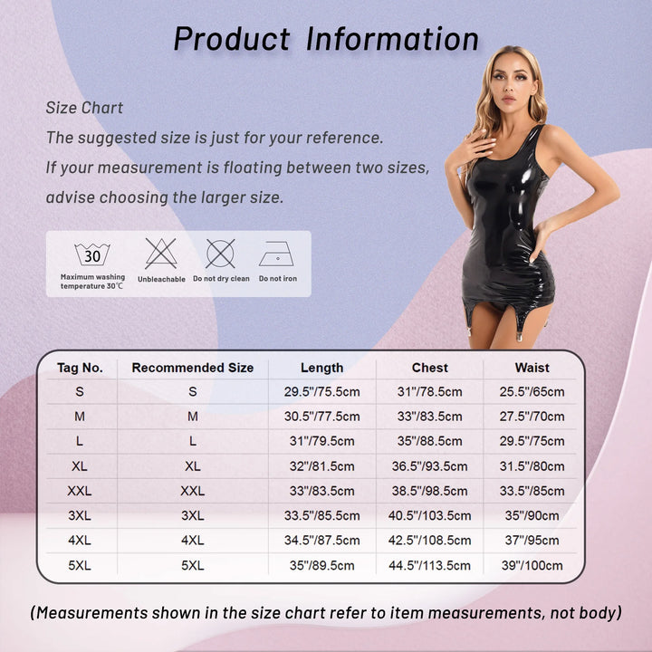 Latex Bodycon Mini Dress Clubwear Back Zipper