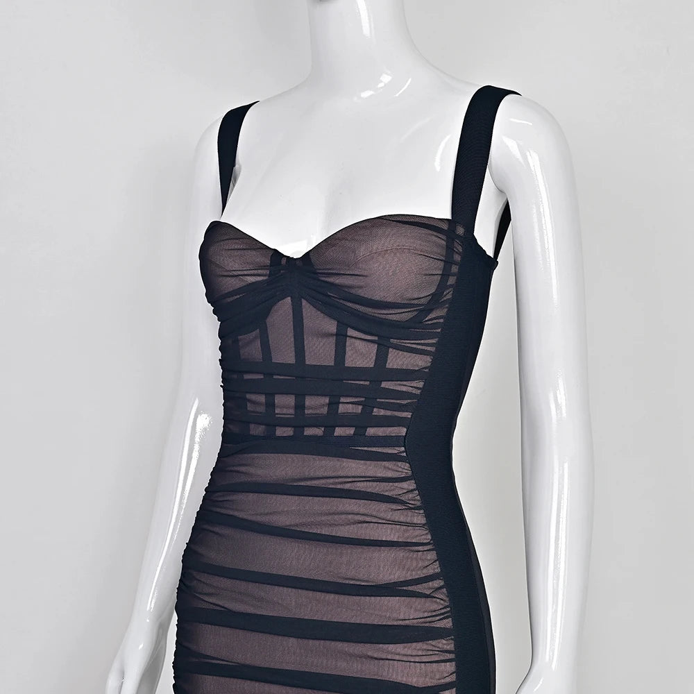 Beaukey Vintage Lace Bandage Dress Elegant