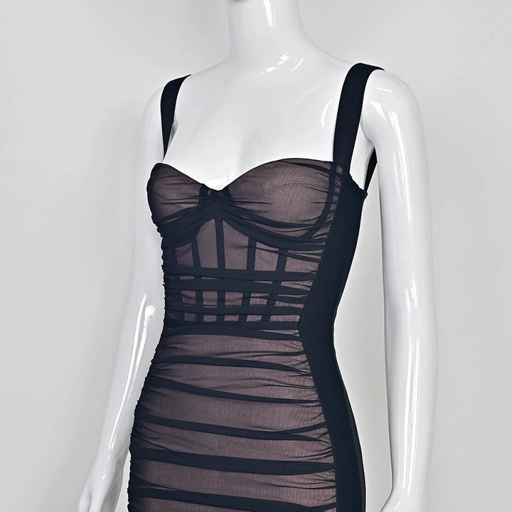 Beaukey Vintage Lace Bandage Dress Elegant