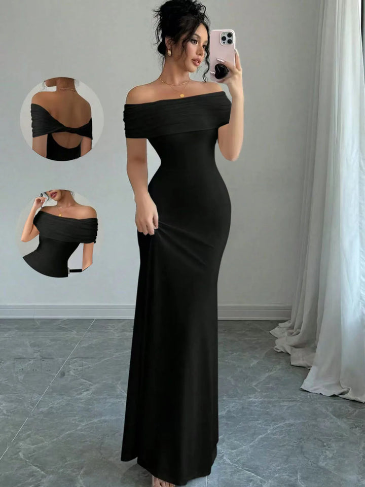 Off Shoulder Bodycon Midi Cocktail Dress Night Out