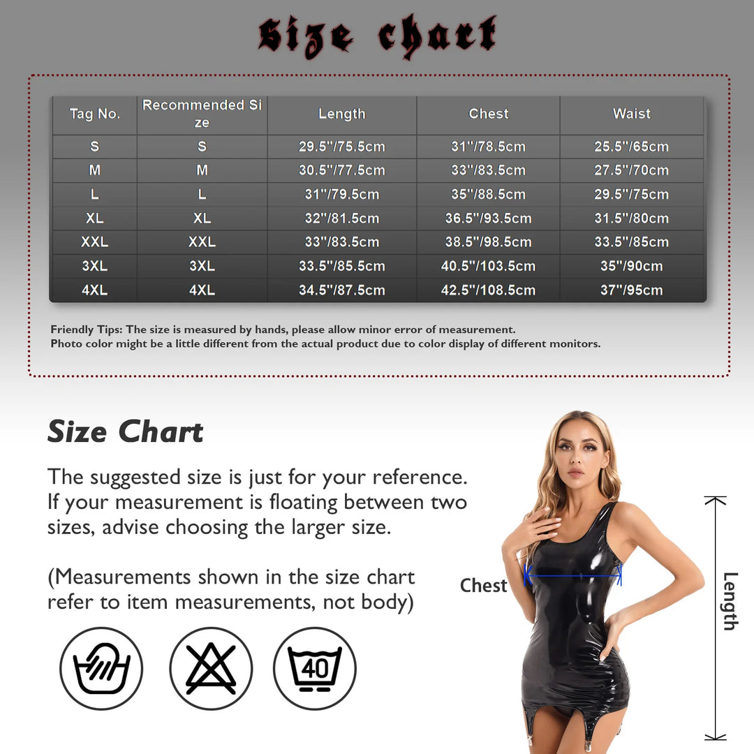 Sexy Wetlook Leather Tank Dress Bodycon Clubwear