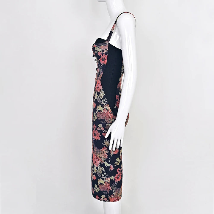 Beaukey Vintage Lace Bandage Dress Elegant