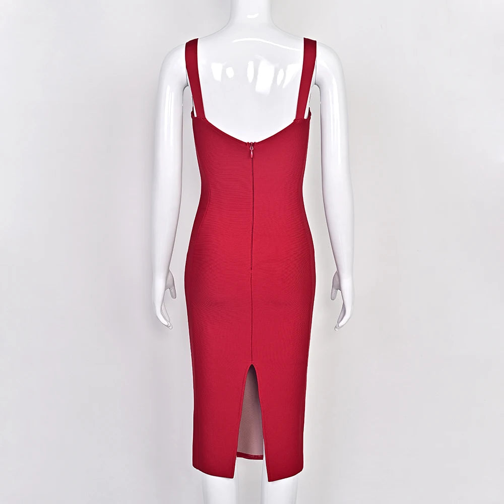 Beaukey Vintage Lace Bandage Dress Elegant