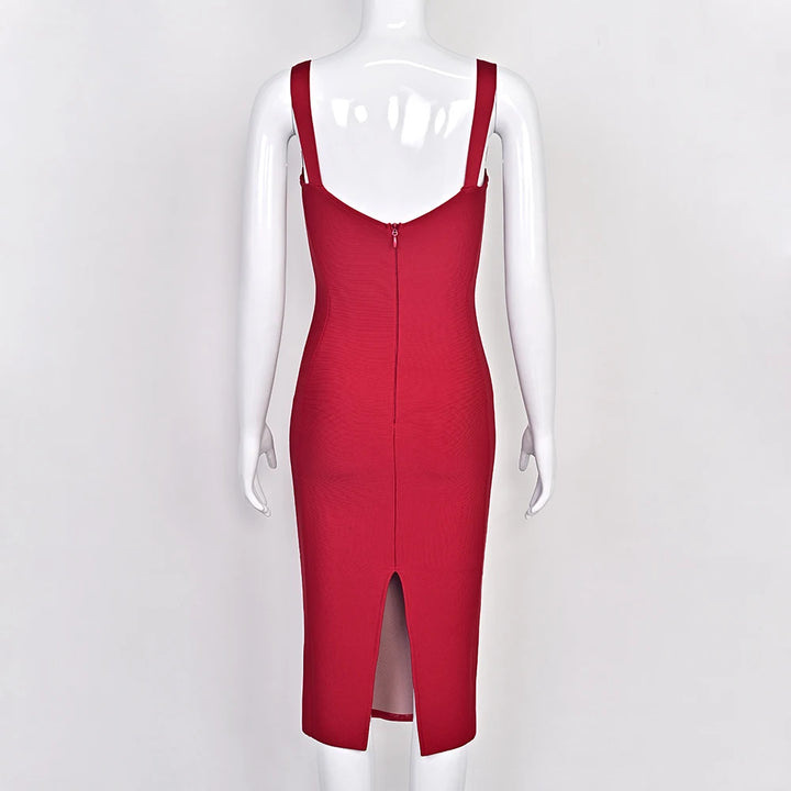 Beaukey Vintage Lace Bandage Dress Elegant