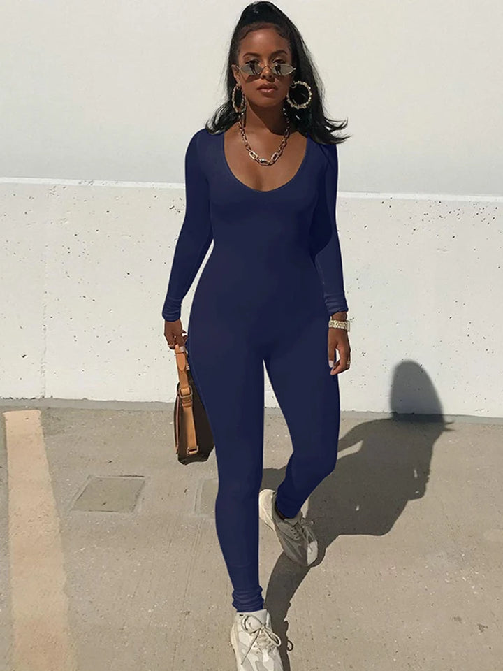 Slim Long Sleeve Knitted Jumpsuit For Women