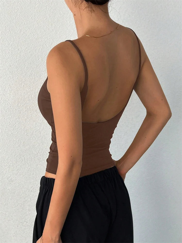 Phumee Y2K Backless Knit Crop Cami For Nightlife
