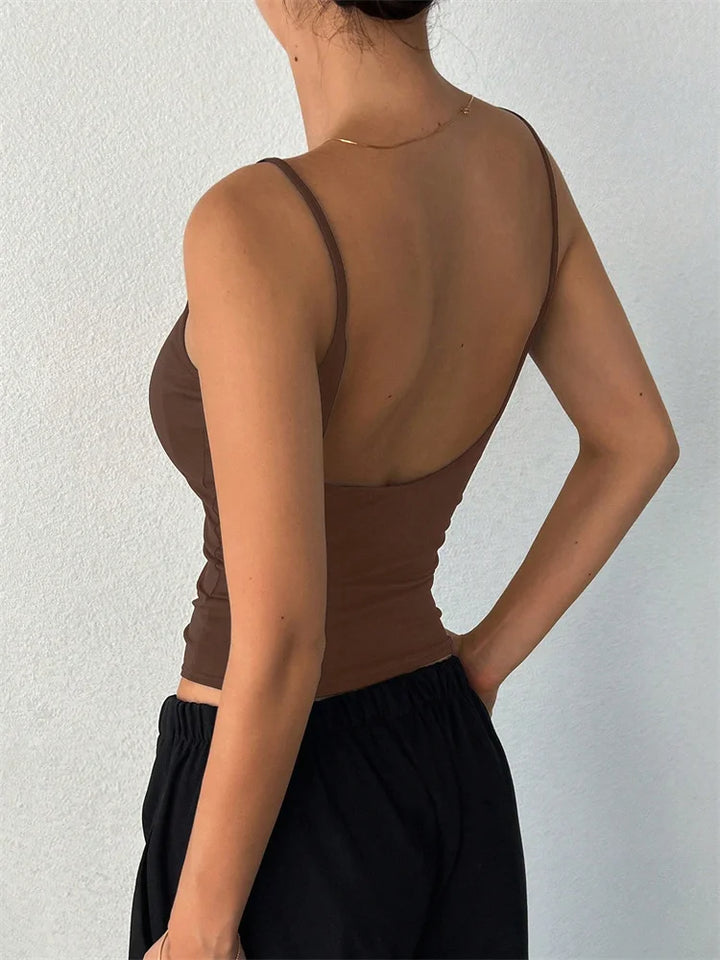 Phumee Y2K Backless Knit Crop Cami For Nightlife