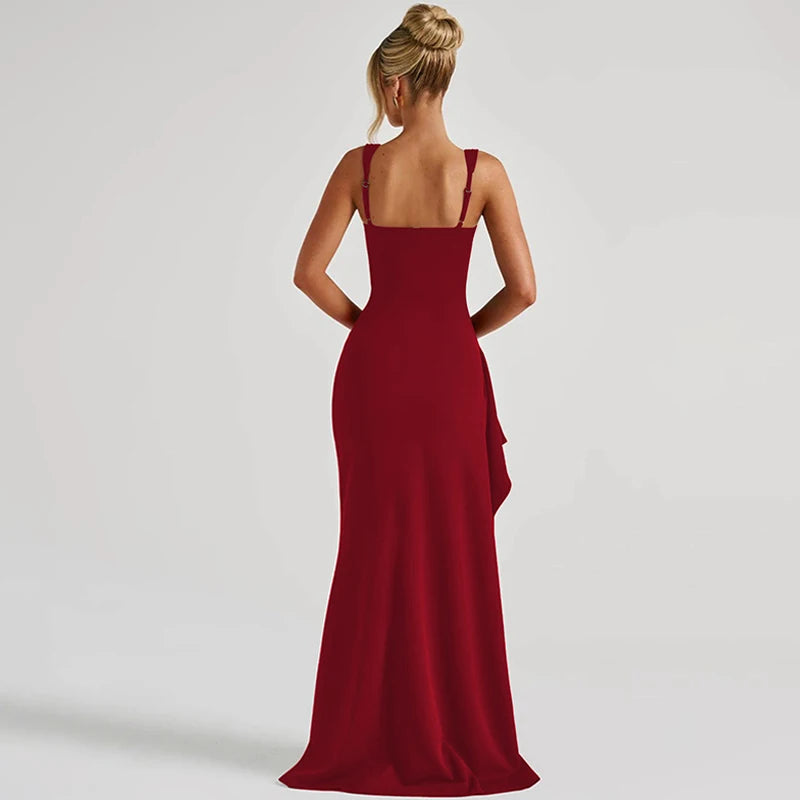 Elegant Stretchy Spring 2025 Knit Maxi Dress