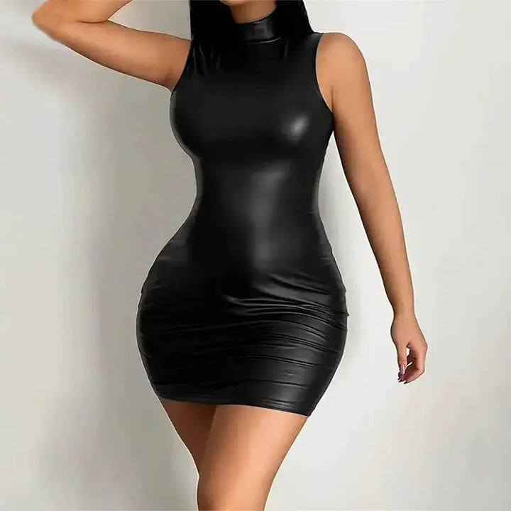 Party Bodycon Lady s Solid Color Dress Sexy Sleeveless Slim Elastic Package Hip Tee Skirt Mini Short Dress