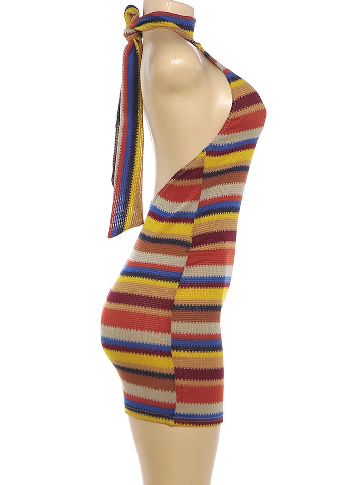 Kliou Atelier Stripe Patchwork Mini Dress Private