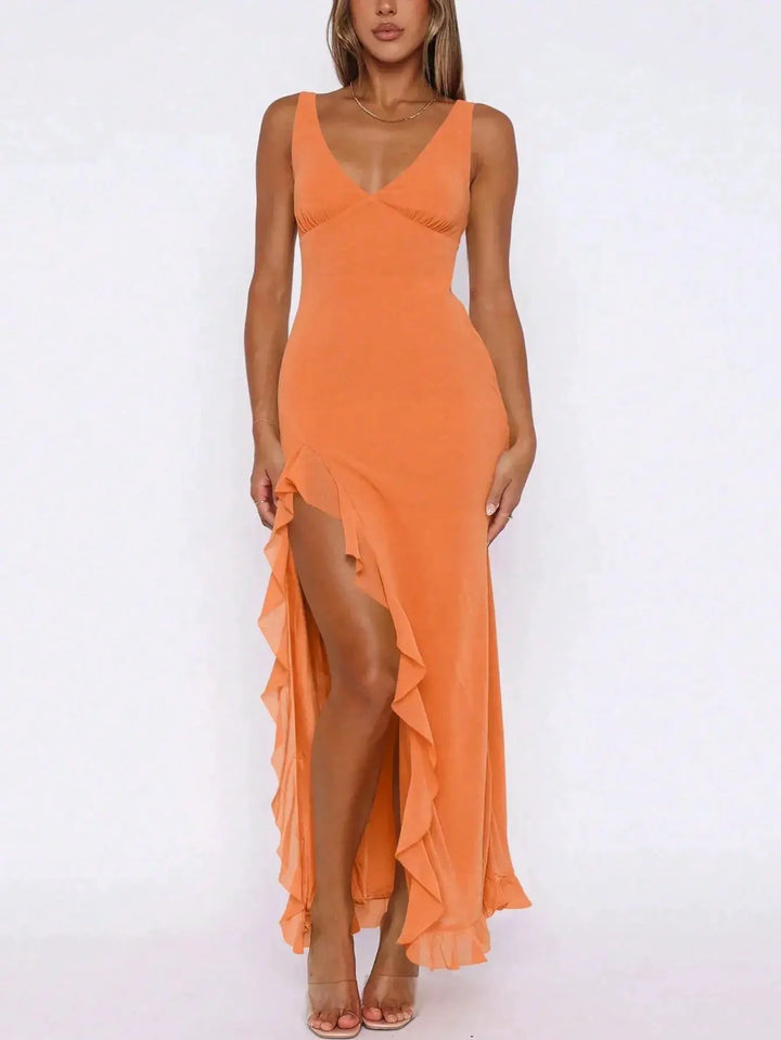 Ruched Bodycon Midi Dress Women Backless Shawl Sleeve Elegant Party Gown