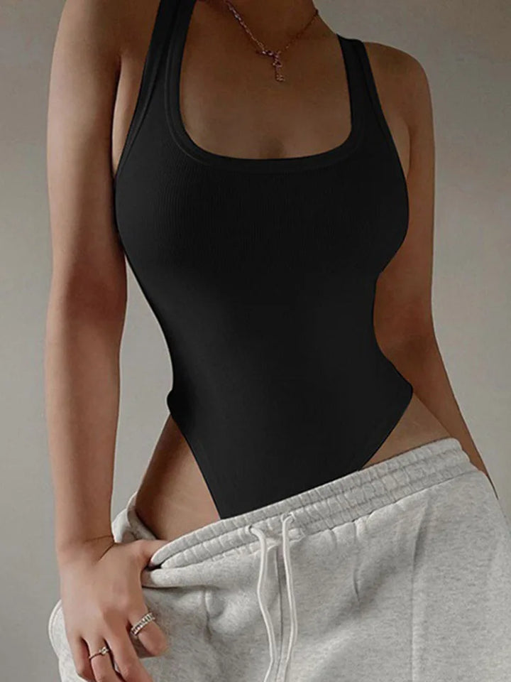 Sleeveless Knit Bodysuit Off Shoulder Clubwear