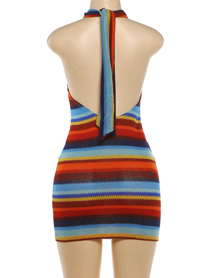 Kliou Atelier Stripe Patchwork Mini Dress Private