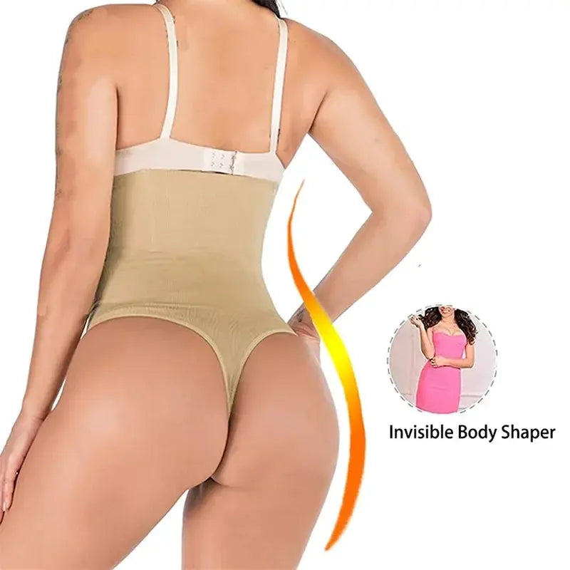 Plus Size High Waist Tummy Control Thong Shapewear