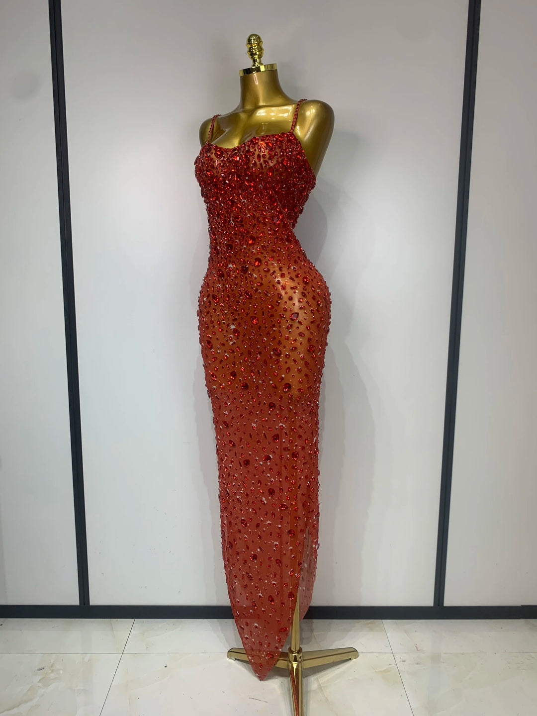 Kormanly Rhinestone Mesh Evening Gown Exclusive