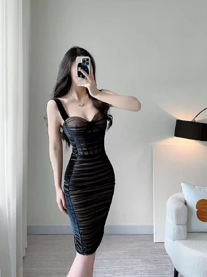 Beaukey Sexy Vintage Black Bandage Dress Bodycon